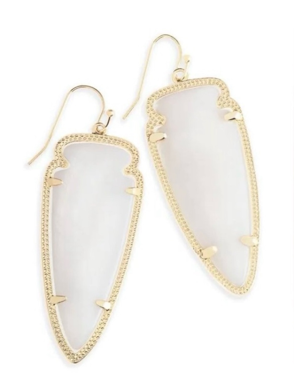 Kendra Scott Retired Skylar White Arrowhead Mother of Pearl Gold Tone Earrings
